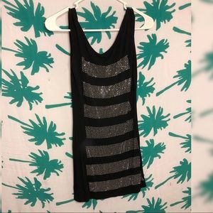 Easel Silver studded stripped short sleeve blouse